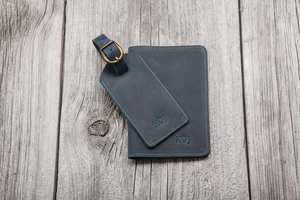 Funda de cuero genuino de estilo Vintage para pasaporte, longitud corta de cuero de etiqueta de equipaje, juego de soporte para pasaporte con caja de embalaje - Product Image 3