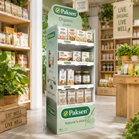 Support d'affichage au sol en carton ondulé personnalisé pour les compléments alimentaires biologiques, les aliments naturels, la vente au détail, présentoir en papier POP