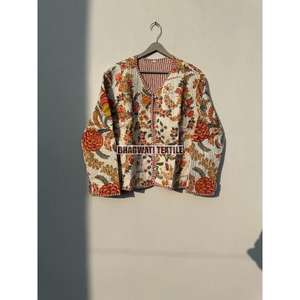 Chaqueta de algodón acolchada de invierno hecha a mano India estilo Kimono con estampado Floral para mujer regalo de fiesta tejido - Product Image 6