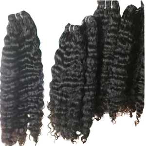 100% Natural crudo sin procesar indio solo donante extensión de cabello rizado cutícula alineada virgen Trama humana paquetes de cabello - Product Image 1