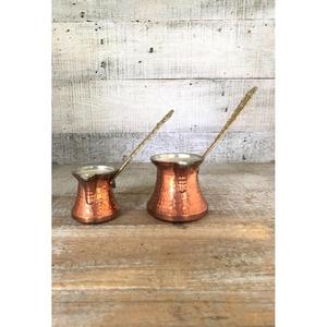 ชุด2ชิ้นหม้อกาแฟทำจากทองแดงโบราณตะวันออกกลางดีไซน์พิเศษพร้อมที่จับทองเหลือง - Product Image 1