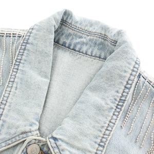 Logo de marque personnalisé veste en jean skinny délavé à l'acide pour femmes veste en coton respirant prix de gros pour les dames - Product Image 3