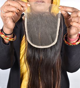 ผมต่อแบบมนุษย์มีหนังกำพร้าแบบ100% ธรรมชาติ5*5ผมชาวอินเดียนแดง - Product Image 6