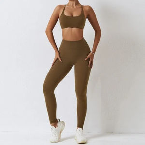 Ensemble de vêtements de sport de haute qualité, haut de sport à bretelles ajusté, short de yoga, pantalon de fitness décontracté, motif uni, ensembles de yoga - Product Image 3