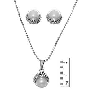 Regina Fine Jewelry Set Colgante de piedra austriaca y Perla Chapado en rodio-1201110 - Product Image 1
