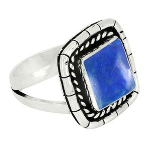 ลาพิสลาซูลี 925 เงินสเตอร์ลิงธรรมชาติทรงสี่เหลี่ยมอัญมณี Handmade แหวนเครื่องประดับเงินสเตอร์ลิง 925 ประทับตราแหวน - Product Image 1