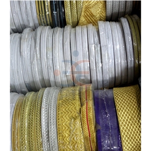 Zig Zag Braid or Bias and Stand <strong>Metallic</strong> Wire Lace <strong>Sequin</strong> Fabric Ceremonial Gold Ribbon <strong>Metallic</strong> Thread Gallon Tresee <strong>Trimmings</strong> - Product Image 1