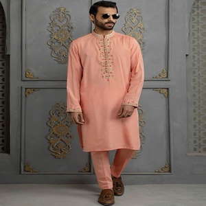 2023 Hombres Shalwar Kameez Ropa musulmana de diseño personalizado Algodón Lino Material de poliéster - Product Image 4
