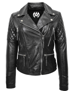 2025 nueva primavera otoño mujer cuero Real Cruz Zip Biker estilo chaqueta mujer cremallera solapa suelta cuero genuino - Product Image 1