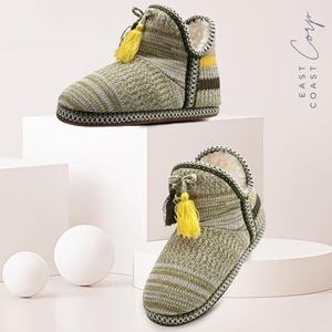 Tricoté Maison Coton Matelassé Intérieur Bottines Pantoufles Chaudes Chaussons Chaussette Fermeture Respirant Style Occidental pour la Saison Automne/Hiver - Product Image 2