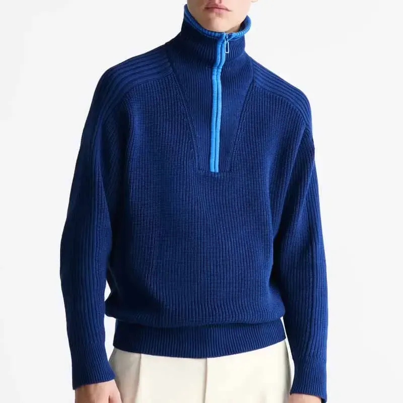 Пользовательские Высокое качество Половина молнии дышащий зимний шерстяной Элегантный Повседневный свитер модный вязаный свитер для мужчин