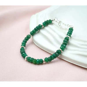 Bracelet vintage en corindon émeraude perlé avec diamants et acier inoxydable, bracelet religieux à chiffres pour cadeau d'anniversaire - Product Image 3