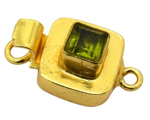 Forme carrée péridot pierre précieuse 1 brin et 2 brins fermoir en boîte plaqué or 18 carats 19X10X8mm fermoir de fabrication de bijoux B616 - Product Image 1