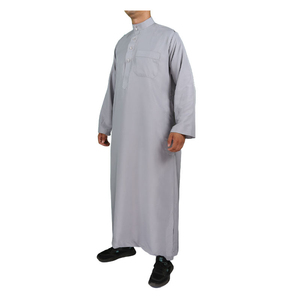 Robe musulmane à manches longues pour Eid/Ramadan Thobe pour hommes teints en couleur unie islamique - Product Image 3