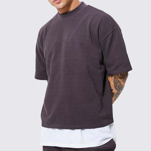 Bonne qualité hommes Boxy Fit recadrée surdimensionné T-shirt vêtements de rue plaine T-shirt pour homme 100% coton goutte épaule T-shirt personnalisé - Product Image 5