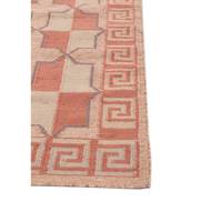 Karpet Wol Klasik Alhambra Pola Persegi Panjang Geometris Merah Oranye Tenun Datar 5x8 kaki Ruang Tamu Rumah Kamar Tidur Model ADWL-13171