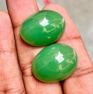 Par de Piedras Preciosas de Crisoprasa Natural en Forma Ovalada para Joyería, Elegantes y Únicas, Origen África - Product Image 4