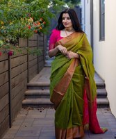 Saree Sutra Kanchipuram Multi Warna Panjang hingga Lantai untuk Pesta, Pakaian Pernikahan India, Desainer Terbaru, Sari Sutra Katun Banarasi dengan Blus