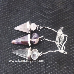 Pendules de radiesthésie Reiki en cristal d'améthyste à facettes naturelles - Product Image 6