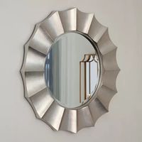 Silver Room Circle Cadre en alliage Miroirs de bain en aluminium Métal Simple Suspendu Grand miroir Miroir rond mural