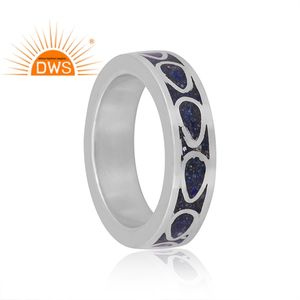 แหวนพลอย Lapis Lazuli ธรรมชาติสำหรับสตรีแหวนเงินแท้925ดีไซน์ใหม่ - Product Image 3