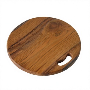 Tabla de cortar de teca redonda, madera maciza, hecha a mano, modelo HD70785 - Product Image 1