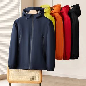 Vestes de travail pour hommes à capuche, automne-hiver, polyester, imperméable, respirant, écologique, coupe-vent, logo personnalisé, bouton - Product Image 4