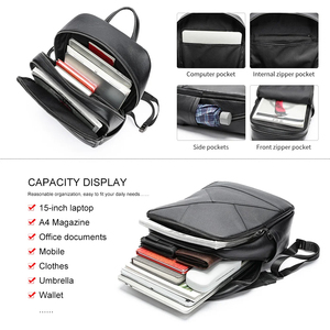 High Popular Genuine Leather Backpack Men Waterproof Business Travel Schoolbag Backpack Laptop <b>Bag</b> Men Leather Backpack - Product Image 4