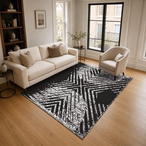 RUGS DEPOT LXDP-0600 Wholesale Charcoal Grey Modern Vintage Digital Printed Machine Washable Chenille Area Rug Non <b>Slip</b> - Product Image 2