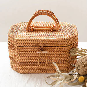 <b>Rattan</b> <b>Storage</b> Basket with Handle, Jewelry Basket, Table Top <b>Storage</b> <b>Box</b> Dustproof for Mother's Day Gift - Product Image 5