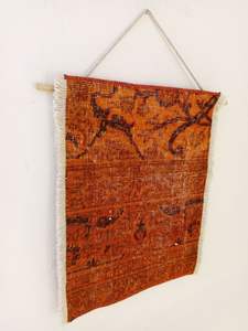 Alfombra tejida moderna para colgar en la pared con diseño abstracto y geométrico, diseño naranja sobreteñido para Diwali y celebraciones de bodas - Product Image 2