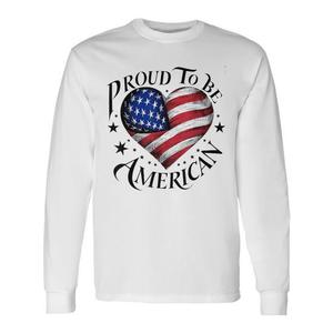 T-shirt promozionale a maniche lunghe con stampa 'Proud to Be American' - Product Image 1