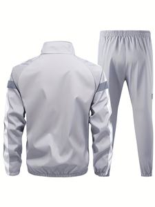 Conjunto de chaqueta y pantalones con cremallera a prueba de viento sólido estampado unisex con etiqueta reflectante conjunto de chándal de primavera y otoño - Product Image 4