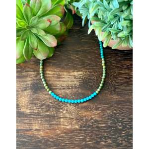 Navajo Handmade Multi-Color Turquoise & Sterling Silver Beaded Ball-Shape Necklace - Product Image 1