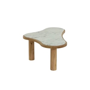 Table basse moderne en bois de manguier et marbre blanc, mobilier écologique pour salon et villa - Product Image 3