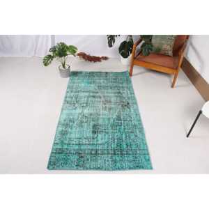 Tapis 3x5,3 pieds, tapis turc vintage, tapis en laine verte - Product Image 1