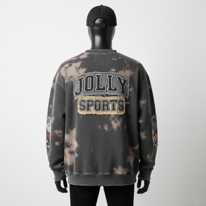 Premium 330 GSM sudadera de lana de algodón estilo extragrande lavado negro tela desgastada parche bordado básico sudadera - Product Image 3