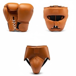 Top Selling Leather Boxing Set <b>Training</b> Gloves <b>Head</b> Guard Groin Protector Professional Sparring Fitness Boxing Kits Martial Arts - Product Image 3