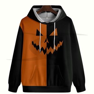 100% coton blanc épais polaire poids lourd thermique Halloween sweats à capuche surdimensionné impression personnalisée Logo hommes couleur bloc sweats à capuche - Product Image 1