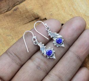 Boho Style 925 argent Sterling saphir pierres précieuses boucles d'oreilles bijoux à la main boucles d'oreilles en argent bijoux pour femmes cadeau de mariage - Product Image 5