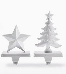 Juego de soporte de calcetín de Navidad de Metal de alta calidad elegante diseño de estrella y árbol percha de repisa para decoración del hogar - Product Image 1