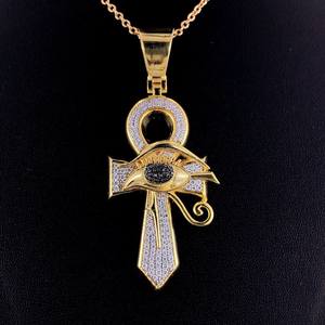 Pendentifs personnalisés en argent sterling 925 Vvs Moissanite Pendentif croix en diamant Hip Hop Pendentif croix en or jaune pour femmes - Product Image 1