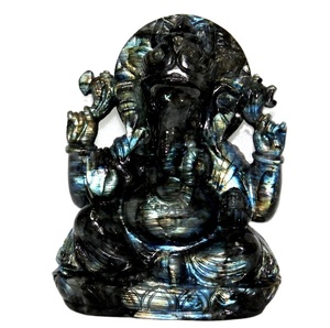 Estatua de Ganesha de Labradorita Curativa, Escultura Hindú Espiritual Tallada a Mano, 4-5'' de Altura, Obra de Arte Coleccionable de la India, Rudra - Product Image 2