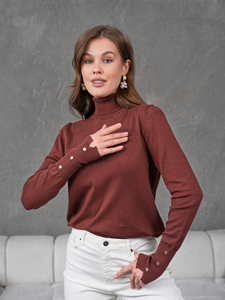 Women's New Style Fashion Long Sleeve Turtleneck Button-<b>down</b> Knitwear SweaterSports,CasualOfficeStylishWear WholesaleOpportunity - Product Image 5