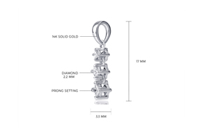 Prêt à expédier Pendentif en diamant taille princesse carrée de 0,12 CT Or blanc 14 carats Pendentif délicat à trois pierres Pierre de naissance d'avril Cadeau - Product Image 2