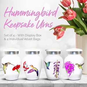 Urnas de colibrí blancas-Mini urnas blancas Juego de 4 con caja y bolsas premium-Pequeñas urnas de recuerdo para cenizas humanas-Honor Your - Product Image 5