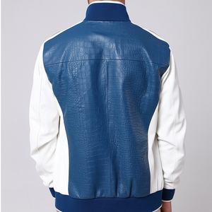 Chaqueta de piel de cocodrilo para hombre, Cazadora Bomber de cuero blanco con relieve de cocodrilo - Product Image 6