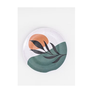 Plateau en acier Design floral Impression Émail Chargeur Plaque Réutilisable Alimentaire Qualité Sûre Rond Charge Alimentaire Plaques Métalliques - Product Image 4