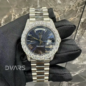 นาฬิกาข้อมือผู้ชาย Dvars Diamond VVS หรูหรา ระบบออโตเมติก กันน้ำ แบบอนาล็อก ETA สไตล์ฮิปฮอป ตัวเรือนสีขาว/ทองเหลือง ขนาด 41 มม. สายสแตนเลส - Product Image 1