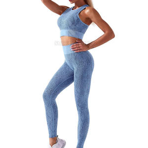 Ensemble de yoga personnalisé pour femmes de haute qualité Vêtements de fitness serrés Respirant Motif solide avec fermeture à la taille élastique Bas quantité minimale de commande - Product Image 1